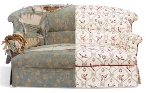 Perbandingan sofa rusak dan yang sudah direparasi